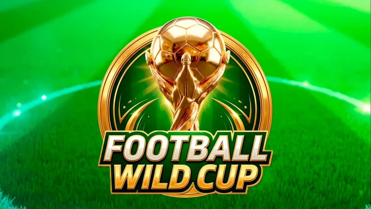 Tampilan visual slot Football Wild Cup dengan latar belakang stadion yang megah